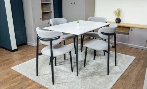 Set Masă Living Extensibilă cu 4 Scaune KJD6316 Gri