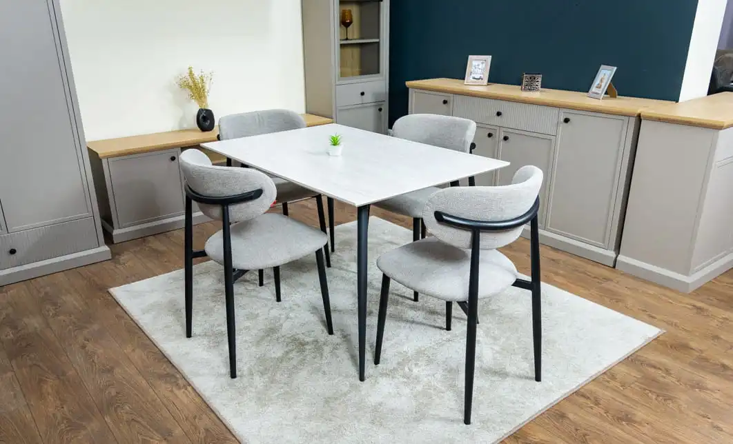 Set Masă Living Extensibilă cu 4 Scaune KJD6316 Gri