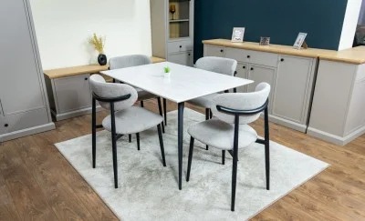 Set Masă Living Extensibilă cu 4 Scaune KJD6316 Gri