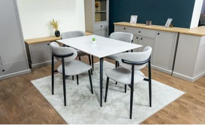 Set Masă Living Extensibilă cu 4 Scaune KJD6316 Gri
