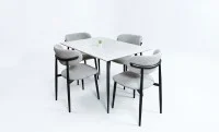 Set Masă Living Extensibilă cu 4 Scaune KJD6316 Gri 2