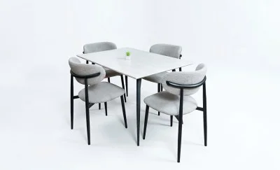 Set Masă Living Extensibilă cu 4 Scaune KJD6316 Gri