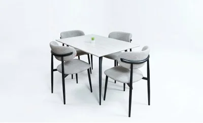 Set Masă Living Extensibilă cu 4 Scaune KJD6316 Gri