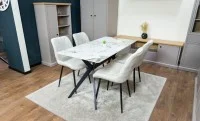 Set Masă Living cu 4 Scaune KJD6317 Bej 6