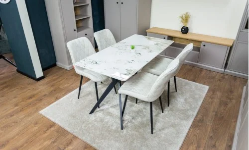 Set Masă Living cu 4 Scaune KJD6317 Bej