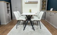 Set Masă Living cu 4 Scaune KJD6317 Bej 10