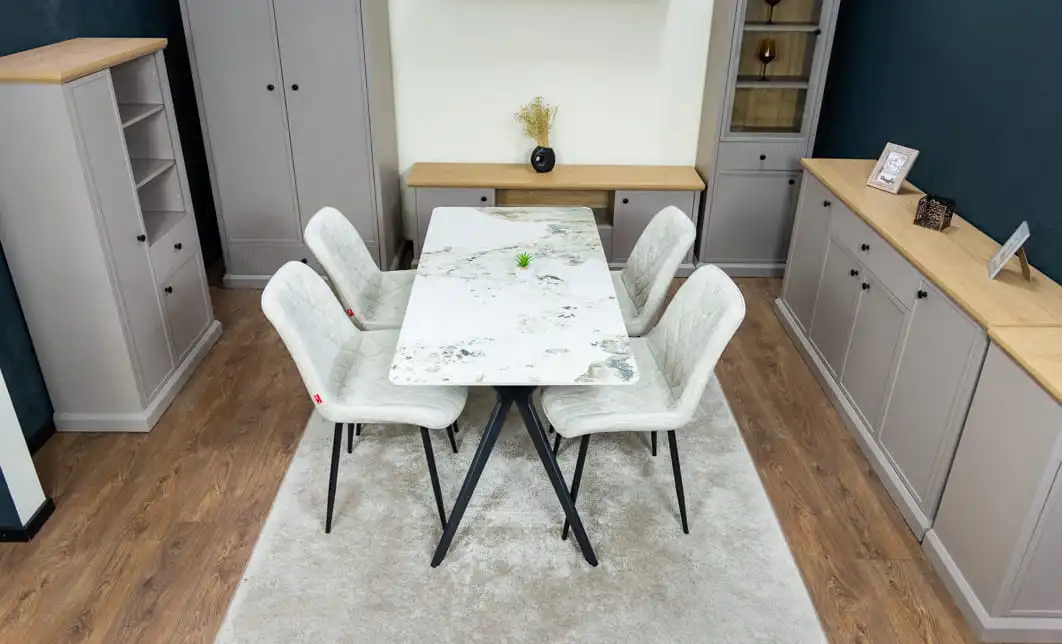Set Masă Living cu 4 Scaune KJD6317 Bej 9