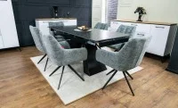 Set Masă Living Extensibilă KJT416 Neagră cu 6 Scaune DCM0112AS Gri 3