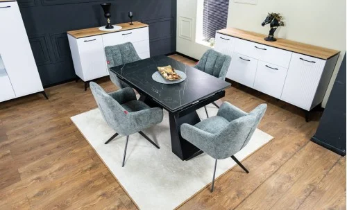 Set Masă Living Extensibilă KJT416 Neagră cu 4 Scaune DCM0112AS Gri