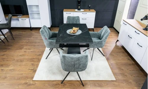 Set Masă Living Extensibilă KJT416 Neagră cu 4 Scaune DCM0112AS Gri