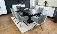 Set Masă Living Extensibilă KJT416 Neagră cu 6 Scaune DCM0112AS Gri