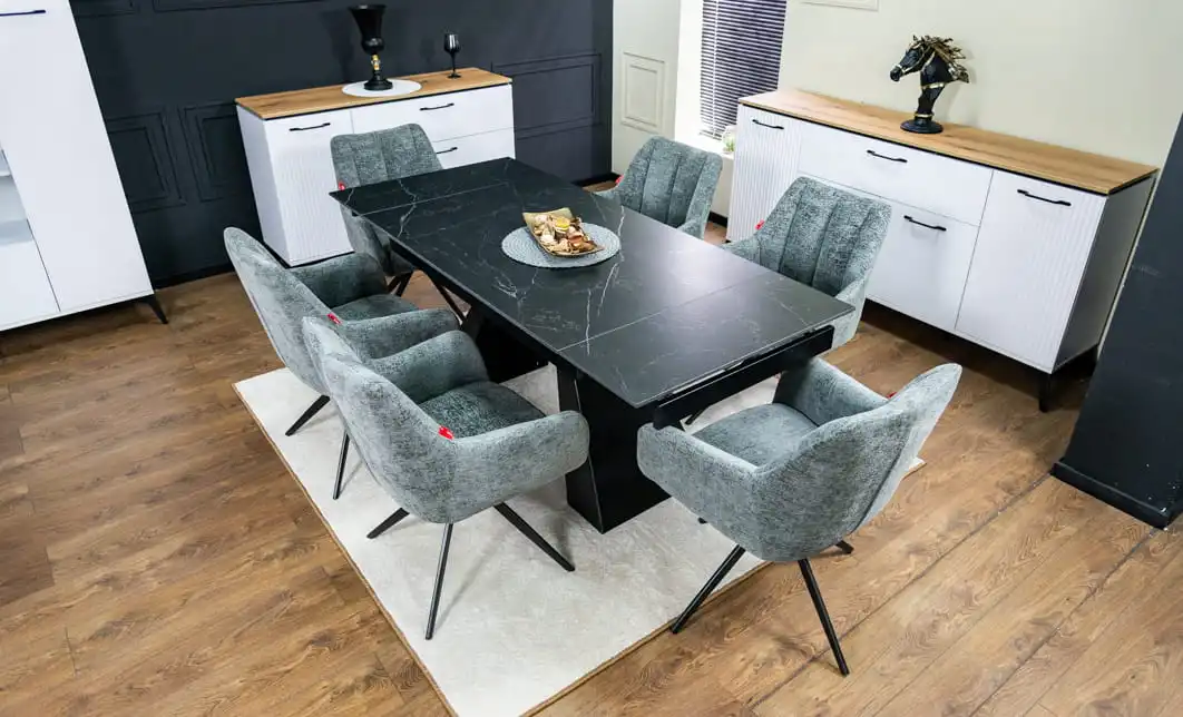 Set Masă Living Extensibilă KJT416 Neagră cu 6 Scaune DCM0112AS Gri 2