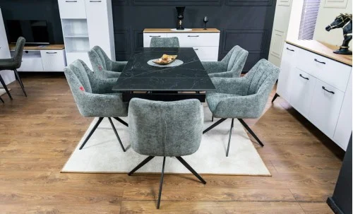 Set Masă Living Extensibilă KJT416 Neagră cu 6 Scaune DCM0112AS Gri