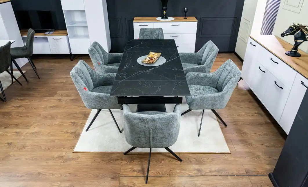 Set Masă Living Extensibilă KJT416 Neagră cu 6 Scaune DCM0112AS Gri 5