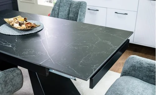 Set Masă Living Extensibilă KJT416 Neagră cu 6 Scaune DCM0112AS Bej