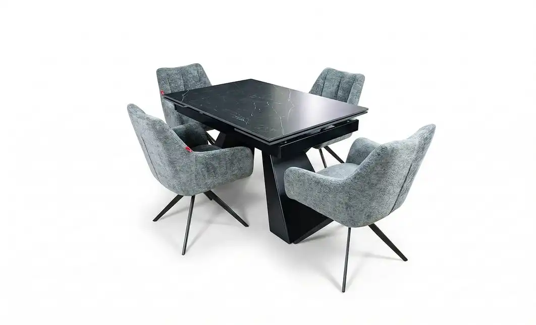 Set Masă Living Extensibilă KJT416 Neagră cu 4 Scaune DCM0112AS Gri 1