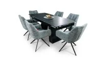 Set Masă Living Extensibilă KJT416 Neagră cu 6 Scaune DCM0112AS Gri 1