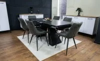 Set Masă Living Extensibilă KJT416 Neagră cu 6 Scaune J262-L Gri 4