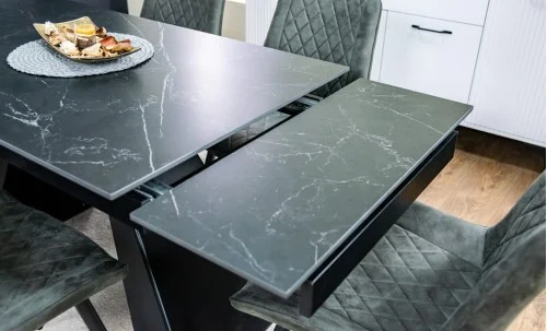 Set Masă Living Extensibilă KJT416 Neagră cu 6 Scaune J262-L Gri