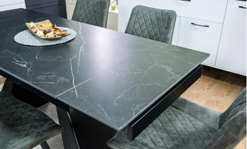Set Masă Living Extensibilă KJT416 Neagră cu 6 Scaune J262-L Gri