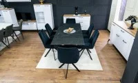 Set Masă Living Extensibilă KJT416 Neagră cu 6 Scaune KJC356 Negre 5