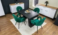 Set Masă Living Extensibilă KJT416 Neagră cu 4 Scaune KJC376 Verzi 2