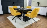 Set Masă Living Extensibilă KJT416 Neagră cu 4 Scaune KJC4347 Galbene 2