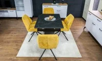 Set Masă Living Extensibilă KJT416 Neagră cu 4 Scaune KJC4347 Galbene 4