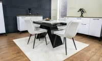 Set Masă Living Extensibilă KJT417 Albă cu 4 Scaune DCM2001AF Bej 7