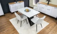 Set Masă Living Extensibilă KJT417 Albă cu 4 Scaune DCM2001AF Bej 1