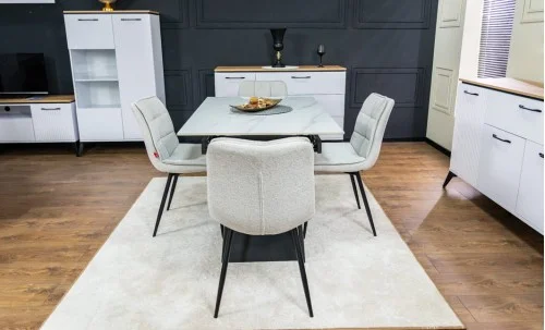 Set Masă Living Extensibilă KJT417 Albă cu 4 Scaune DCM2001AF Bej