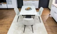 Set Masă Living Extensibilă KJT417 Albă cu 4 Scaune DCM2001AF Bej 3