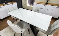 Set Masă Living Extensibilă KJT417 Albă cu 4 Scaune DCM2001AF Bej 6