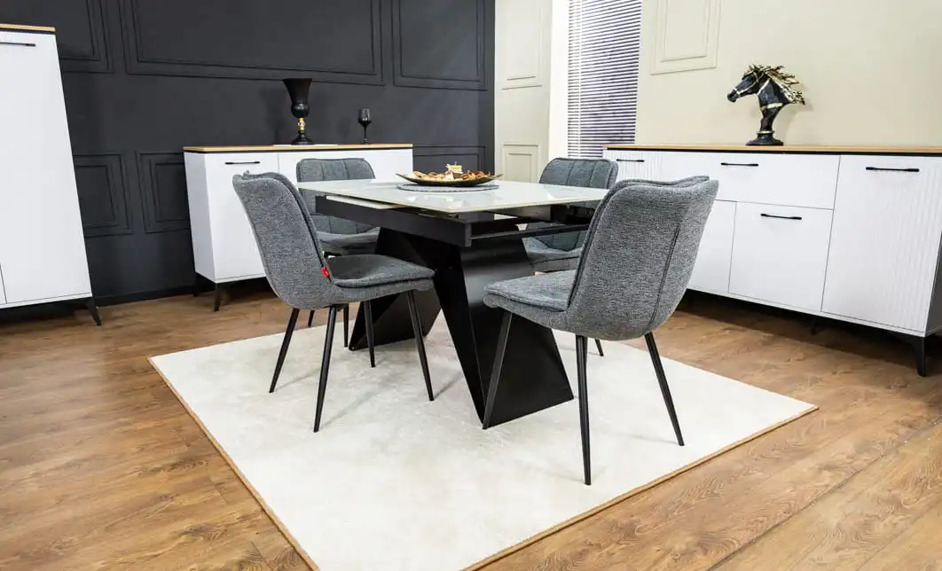 Set Masă Living Extensibilă KJT417 Albă cu 4 Scaune DCM2001AF Gri 7