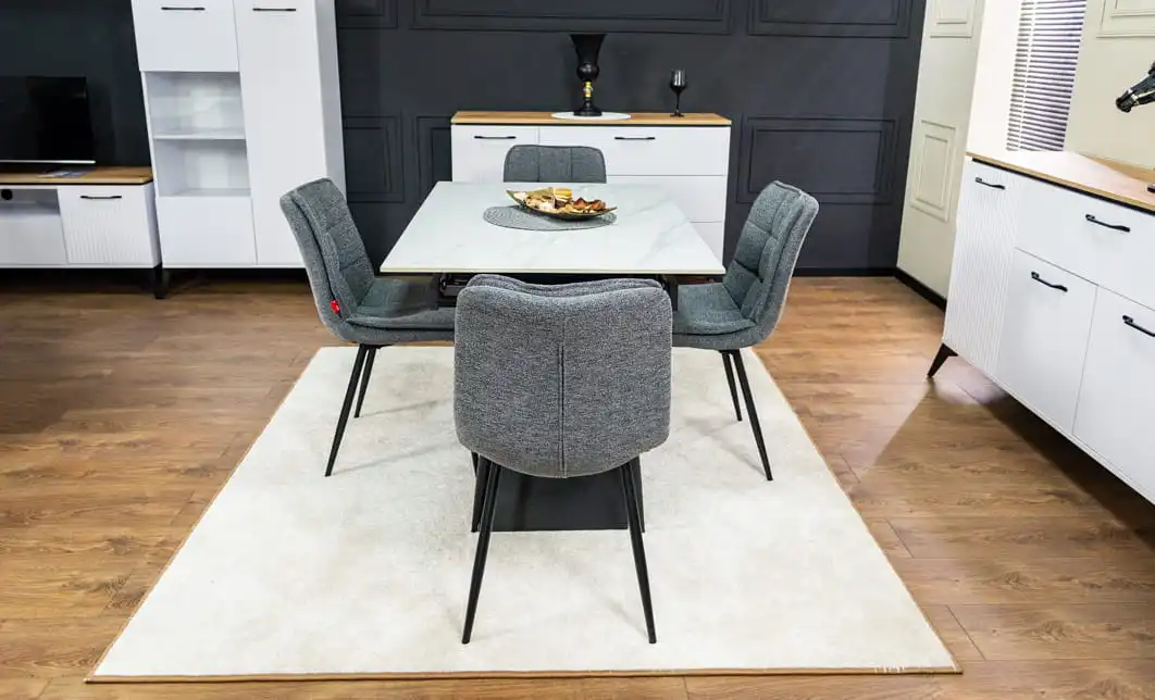 Set Masă Living Extensibilă KJT417 Albă cu 4 Scaune DCM2001AF Gri 2