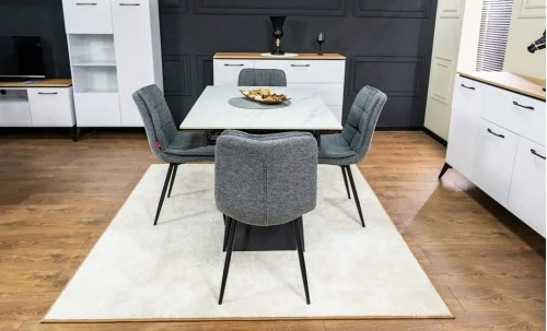 Set Masă Living Extensibilă KJT417 Albă cu 4 Scaune DCM2001AF Gri
