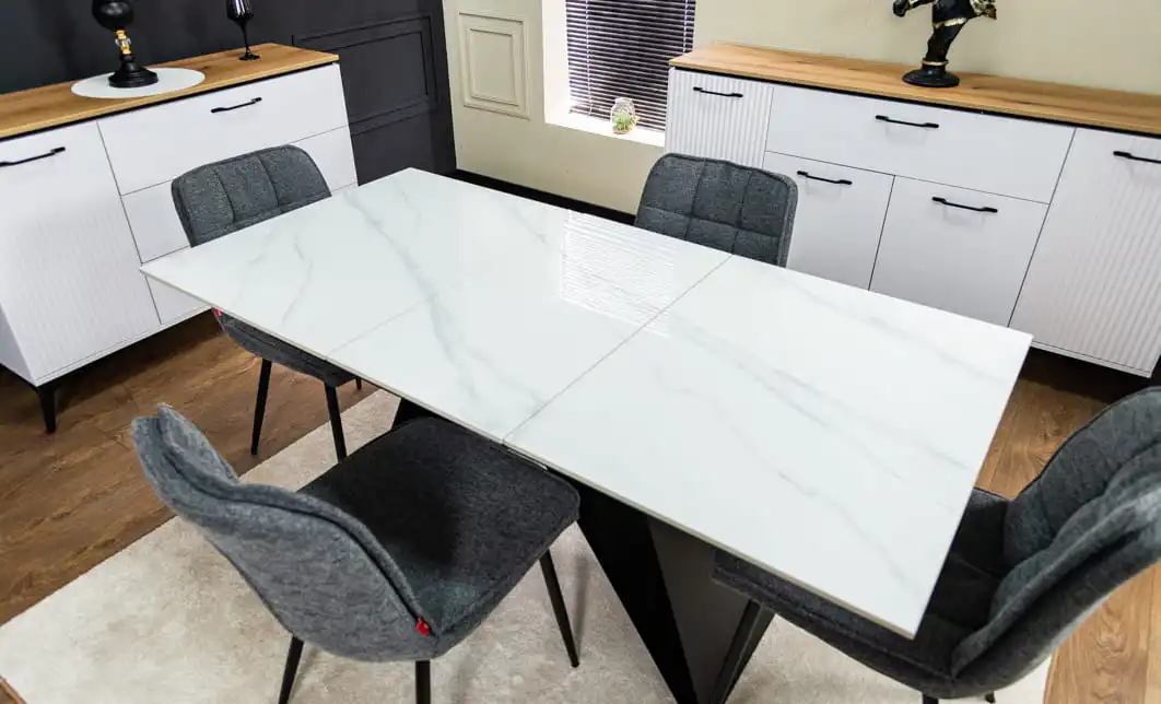 Set Masă Living Extensibilă KJT417 Albă cu 4 Scaune DCM2001AF Gri 6