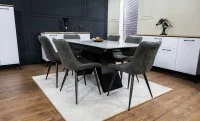 Set Masă Living Extensibilă KJT417 Albă cu 6 Scaune J262-L Gri 6