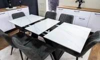 Set Masă Living Extensibilă KJT417 Albă cu 4 Scaune J262-L Gri 6