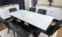 Set Masă Living Extensibilă KJT417 Albă cu 4 Scaune J262-L Gri 7