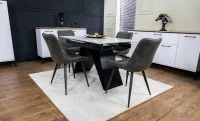 Set Masă Living Extensibilă KJT417 Albă cu 4 Scaune J262-L Gri 5