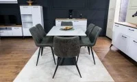 Set Masă Living Extensibilă KJT417 Albă cu 6 Scaune J262-L Gri 5