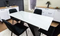 Set Masă Living Extensibilă KJT417 Albă cu 6 Scaune KJC176 Negre 7