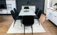 Set Masă Living Extensibilă KJT417 Albă cu 6 Scaune KJC176 Negre 2