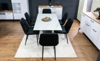 Set Masă Living Extensibilă KJT417 Albă cu 6 Scaune KJC176 Negre 3