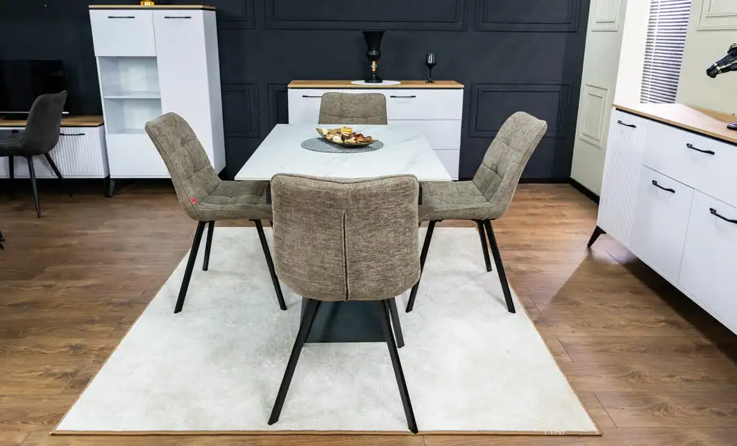 Set Masă Living Extensibilă KJT417 Albă cu 4 Scaune DCM1801CF Maro 2