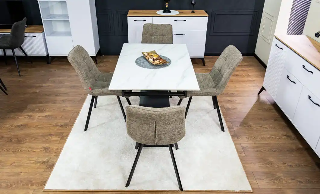 Set Masă Living Extensibilă KJT417 Albă cu 4 Scaune DCM1801CF Maro 3