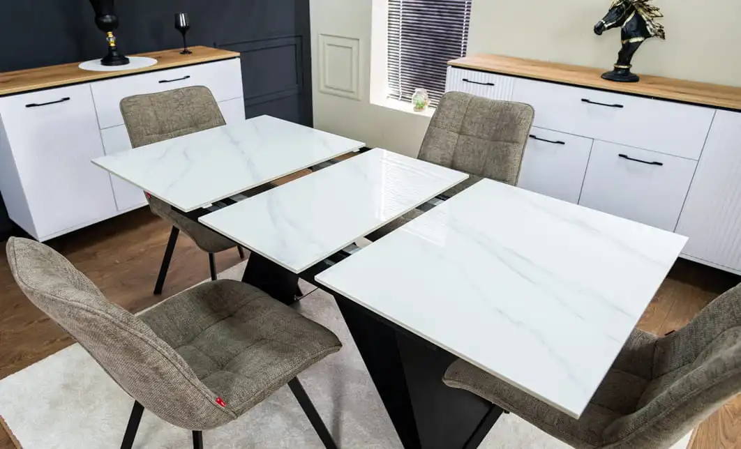 Set Masă Living Extensibilă KJT417 Albă cu 4 Scaune DCM1801CF Maro 5