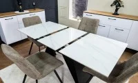 Set Masă Living Extensibilă KJT417 Albă cu 4 Scaune DCM1801CF Maro 5