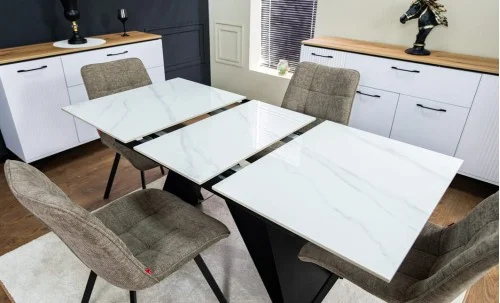Set Masă Living Extensibilă KJT417 Albă cu 4 Scaune DCM1801CF Maro